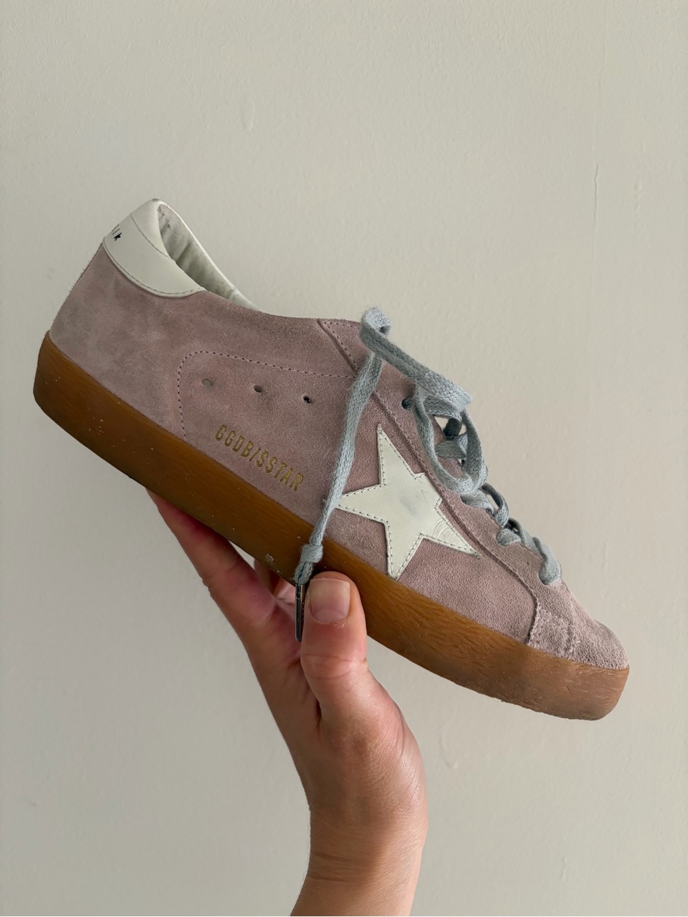 Golden Goose Super Star Pink Suede Low-Top Sneaker with White Star